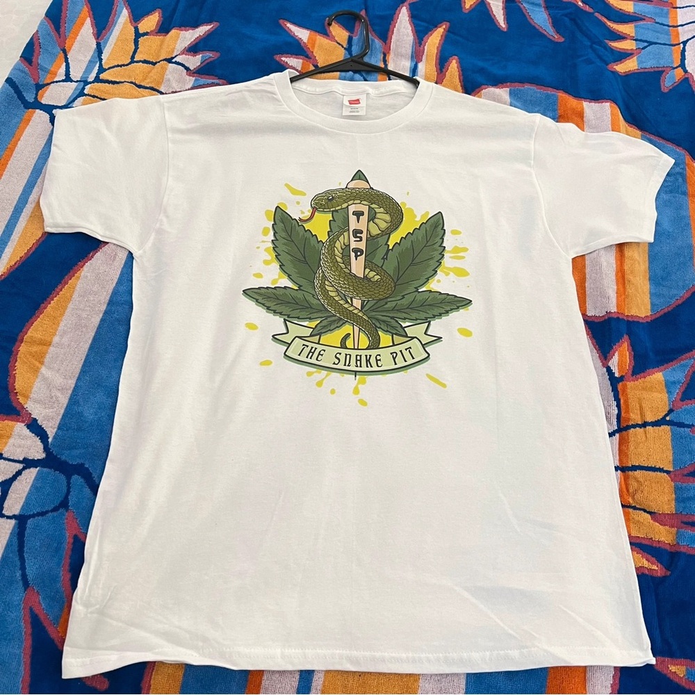 White Graphic Tee with Snake Design